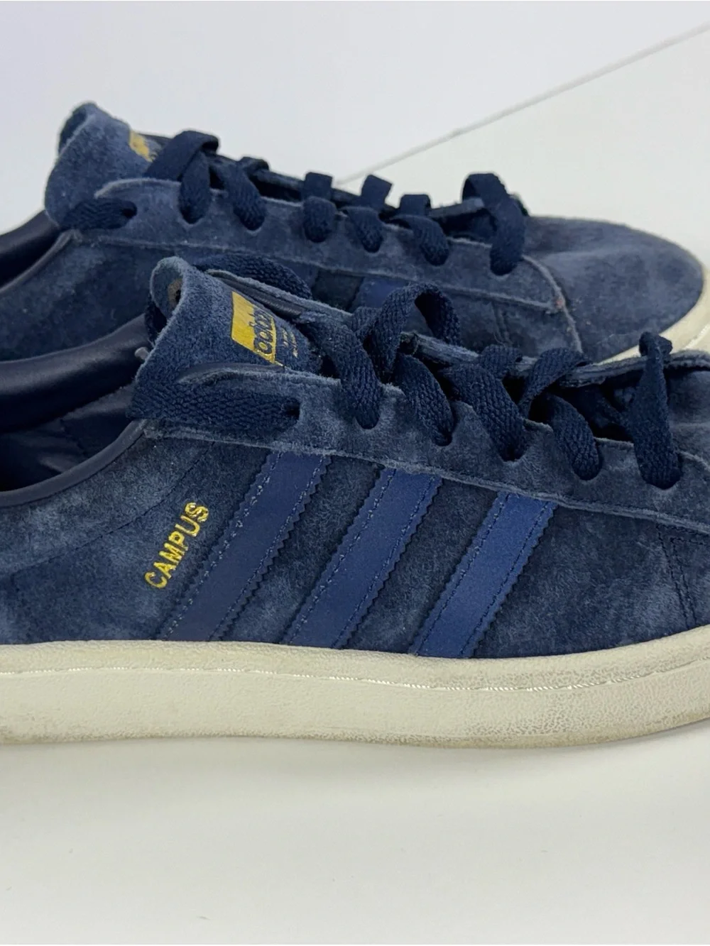 adidas Navy Suede Low-Top Sneakers with Gold Accents